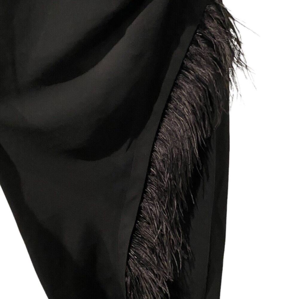 Derek Lam 10 Crosby Nellie Black Cowl Neck Feather Trim Midi Dress Size 2 NWT - Picture 9 of 12